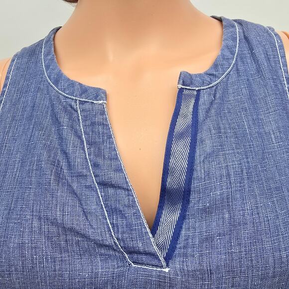 Tommy Bahama Seaglass Linen Sleeveless Shift Dress Women XS Dark Cobalt Blue - Picture 6 of 13